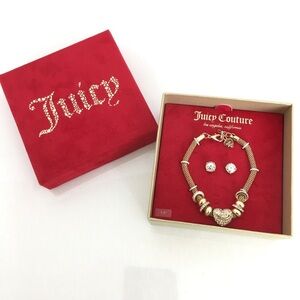 Juicy Couture Puffy Heart Bracelet & Earrings Gift Set NEW